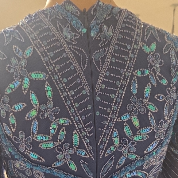 Chic Blue Lace-Up Long Sleeve Dress - Picture 8 of 12
